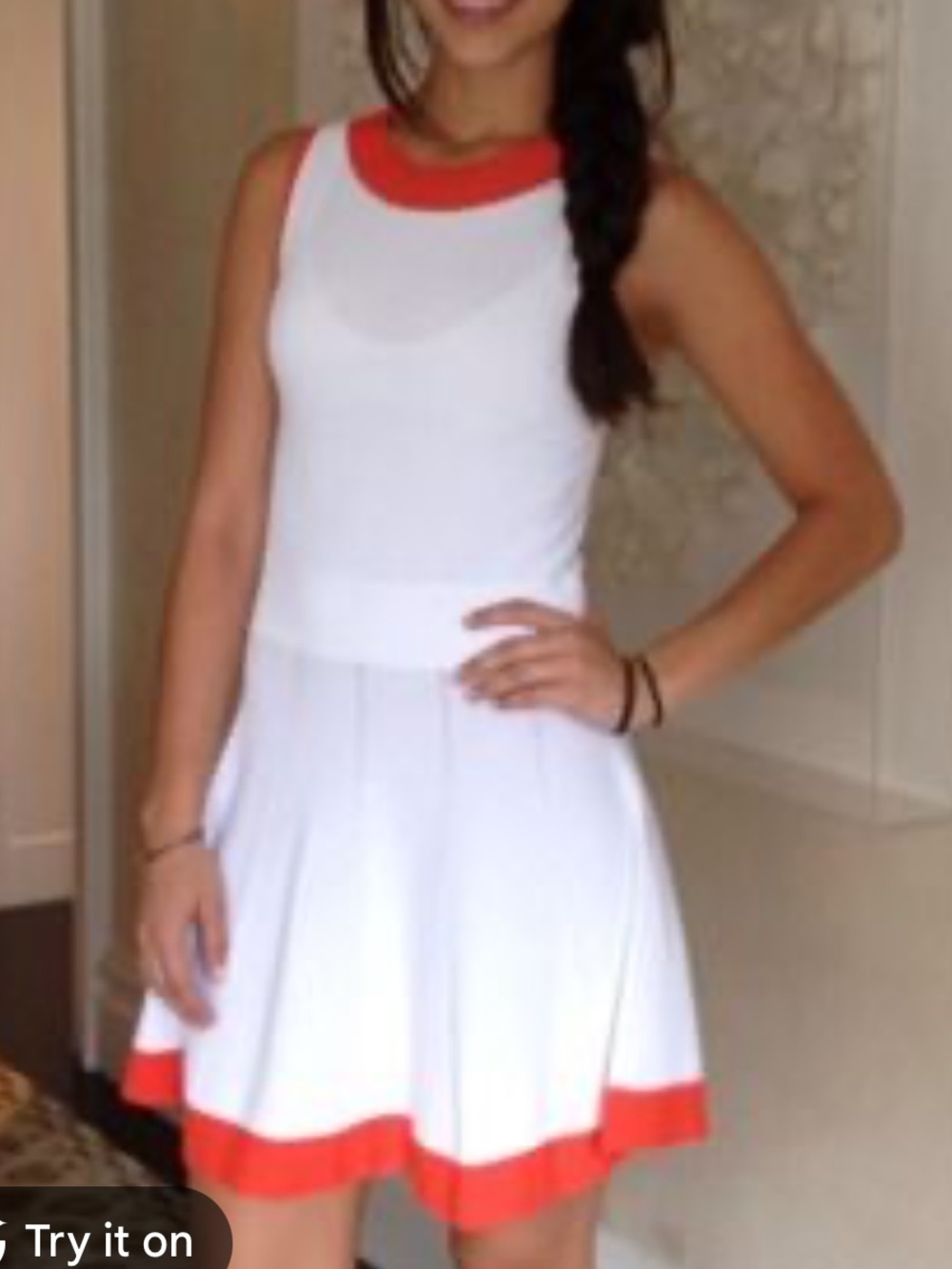 L'ETOILE SPORT 
White Skirt with Coral Trim - Women